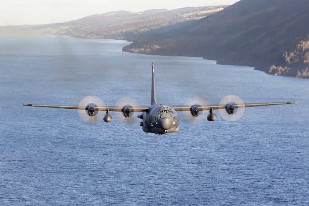 MC-130H Combat Talon II over Loch Ness Scotland Canvas Art - Gert KromhoutStocktrek Images (35 x 23)
