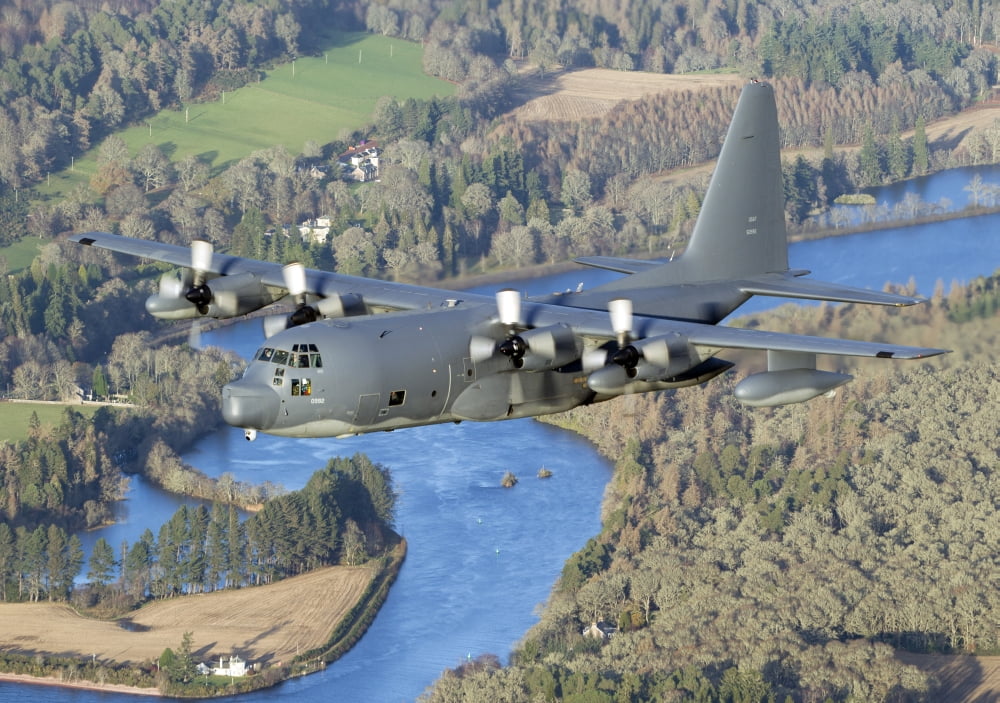 MC-130P Combat Shadow in flight over Scotland Canvas Art - Gert KromhoutStocktrek Images (17 x 12)
