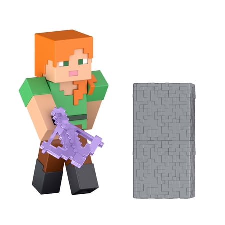 Minecraft Alex Action Figure & Accessory Set, 3.25-inch Scale Collectible Toy with Building Piece