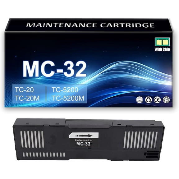 MC-32 Maintenance Cartridge Replacement, MC32 Maintenace Tank for Canon ImagePROGRAF TC-20 TC-20M TC-5200 TC-5200M Printer,Black-1Pack