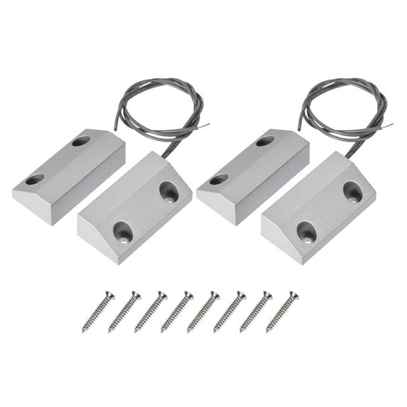 MC-56 NC Alarm Security Rolling Gate Garage Door Contact Magnetic Reed Switch Silver Gray 2 Set
