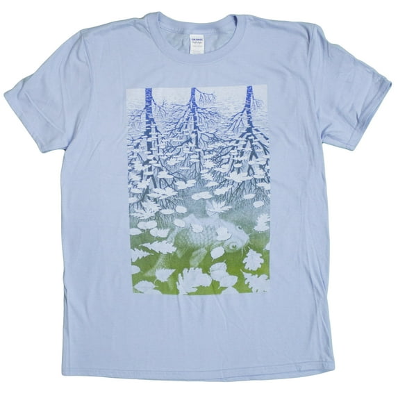 MC Escher "Fish Pond" Art Print Men's T-Shirt (Large)