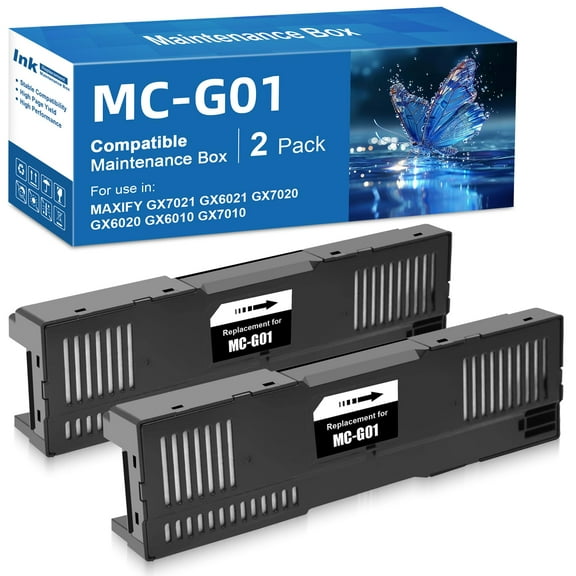 MC-G01 Maintenance Cartridge Replacement for Maintenance Ink Box Collection Compatible for MAXIFY GX7021 GX7000 GX5020 GX6020 GX7020 GX6040 GX6050 GX7040 GX7050 MC-G01 (2 Pack)