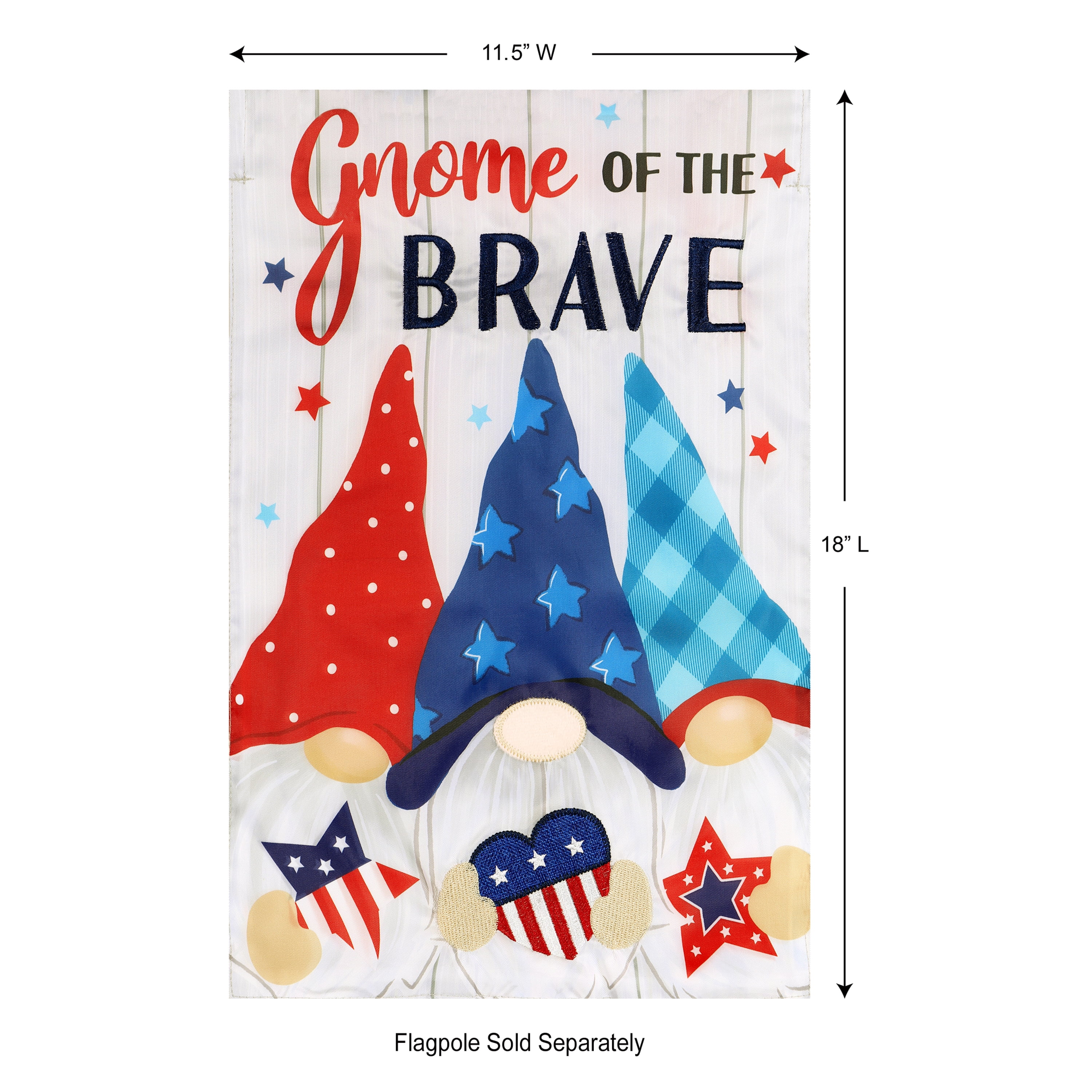 Meadow Creek Spring Outdoor Yard Flag, Gnome of the Brave, Assembled 18“H x 11.5“W