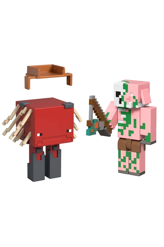 Action Figures & Accessories 2-Pack, Zombified Piglin & Strider 3.25-inch Scale Toy Set