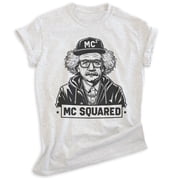 MC Squared Einstein T-shirt, Unisex Womens Mens Shirt, Funny Albert Einstein Genius Rapper Hip Hop, Heather Ash, X-Small