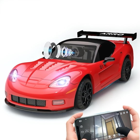 MC011 1/43 Scale RC Drift Car with Live Camera, 2.4G Smartphone Controlled FPV RC Racing Car with LED Lights, Immersive Wireless FPV Toy for Teens & Adults
