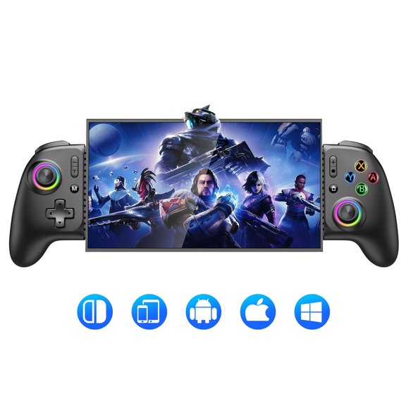 MC2 Max Controllers for Switch 2/1/Oled/iPhone/Android Handheld Gaming with Hall Effect Joysticks & Analog Triggers RGB Lit Programmable Turbo
