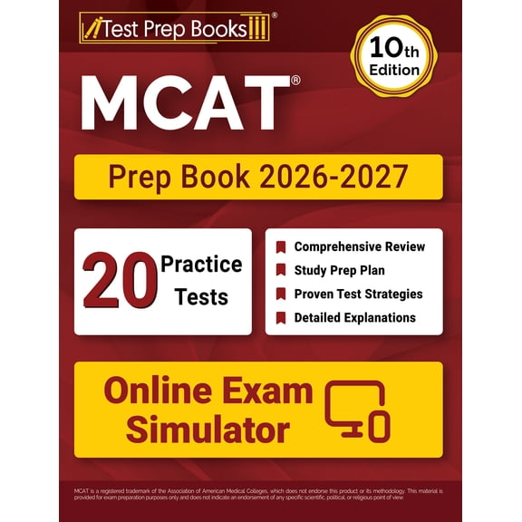 MCAT Prep Book 2026-2027: 20 Full-Length Practice Tests + MCAT Study Guide + Online Exam Simulator [10th Edition]