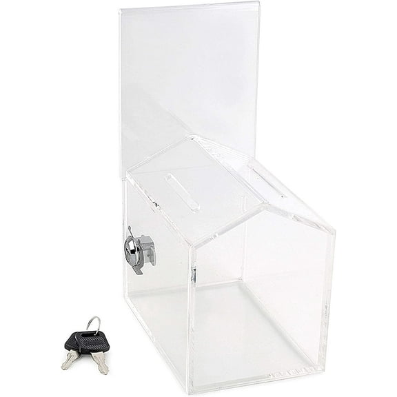 MCB Animal Dog House Charity Donation Collection Box with Display Sign Holder with Cam-lock and 2 Keys Clear