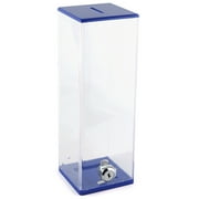 MCB- Donation Box - Ticket Box - 10 Tall Square Acrylic Donation Container, Big Display with Full Print Insert Blue