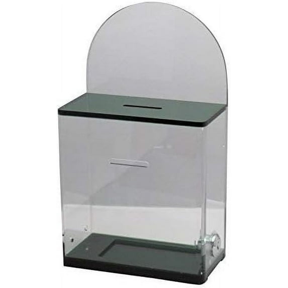 MCB Locked Donation Box with Back Wall Clear Display Area - for Fundraising Donation Box - Ticket Box - Collection Box Translucent Green
