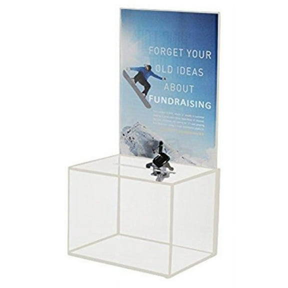 MCB - Medium Acrylic Donation Box - Ballot Box - Ticket box - Vote Box - Suggestion Box - Comments Box - Locking with 2 keys - Large Display Area