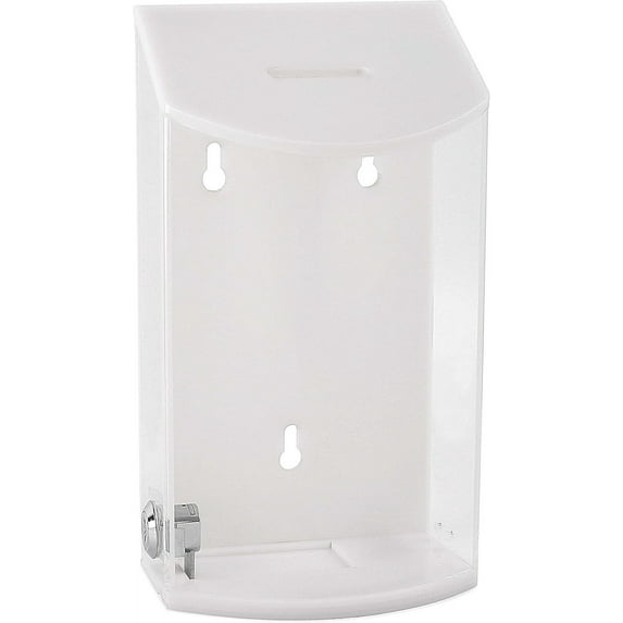 MCB - Rounded Acrylic Box - Charity Box - Donation Box - Collection Box - Tip Container - Kupat Tzedakah White