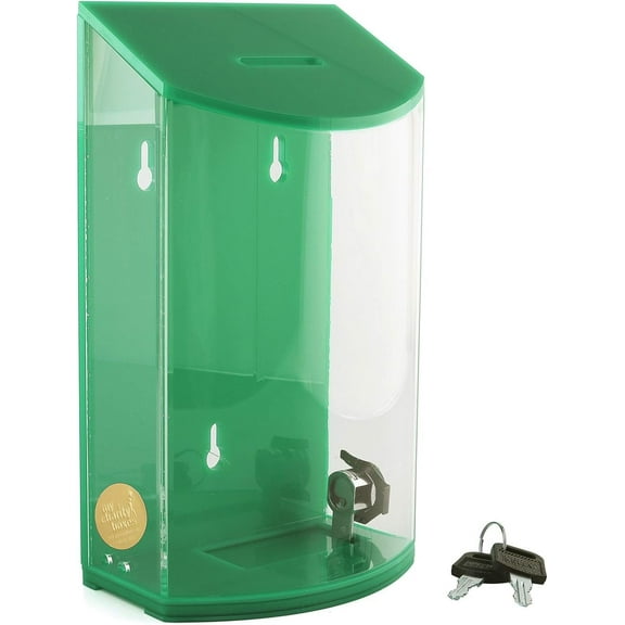 MCB - Rounded Acrylic Charity Box - Donation Box - Collection Box - Tip Container -Green