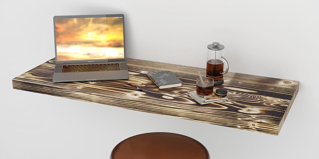MCC Wall Mounted Floating Desk Folding Table for Small Spaces Kitchen Counter, Laundry Shelf, Computer Workbench for Wall, Fold Down Desk and Free Spirit Level Gift