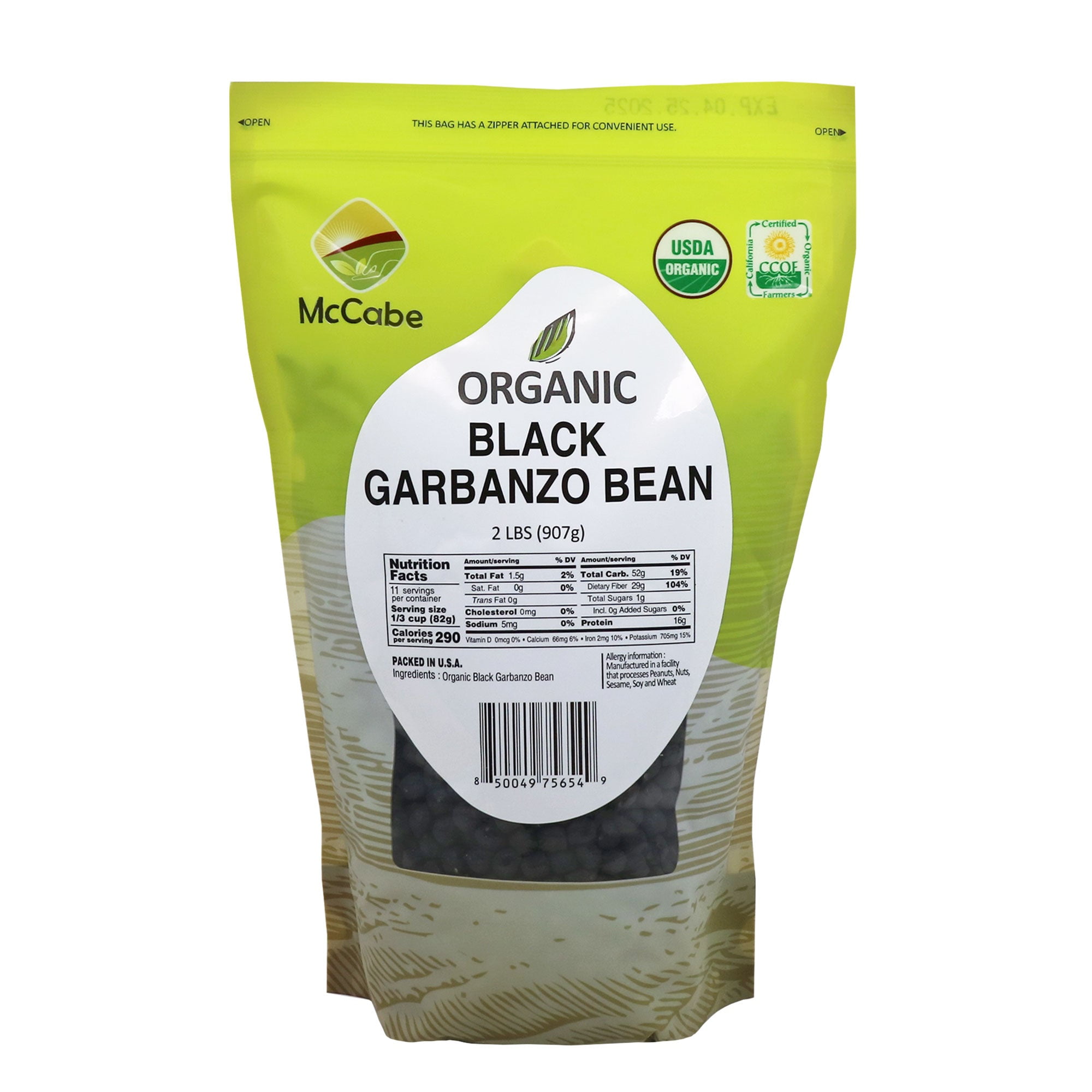 MCCABE DISCOVER THE RICHNESS OF ORGANIC BLACK GARBANZO BEANS IN A 2LB