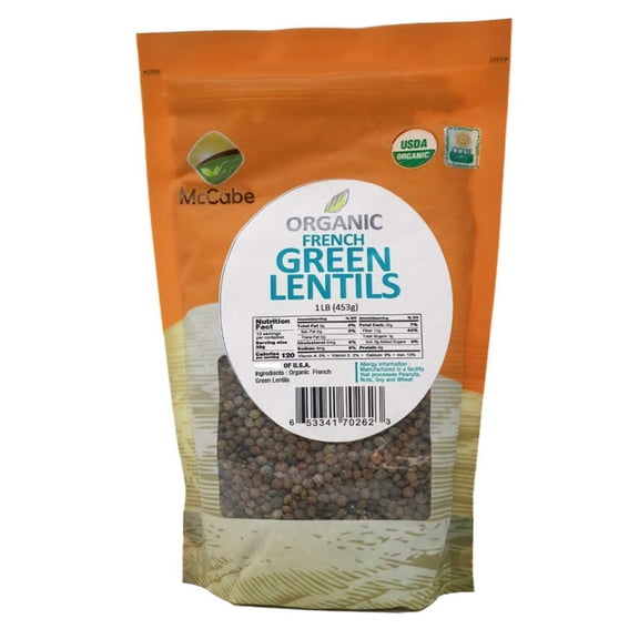 McCabe Organic French Green Lentils - Green Lentils Organic | Rich with Fiber & Minerals | USDA and CCOF Certified | Packed in USA | 1Lbs