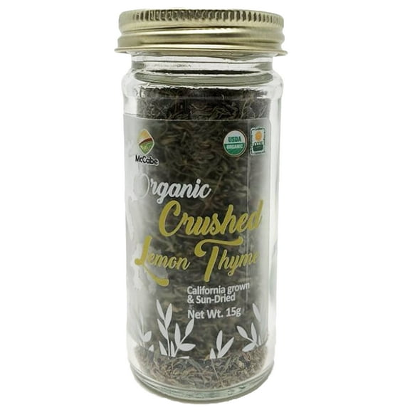 MCCABE ORGANIC CRUSHED LEMON THYME DELIGHT | DRIED HERB | 15g IN GLASS JAR | SAVOUR THE CITRUS TWIST