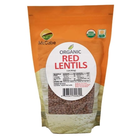 MCCABE ORGANIC RED LENTILS: A VERSATILE AND NUTRIENT-RICH KITCHEN STAPLE | USDA CERTIFIED ORGANIC | PRODUCT OF USA  1-POUND | ENJOYING WHOLESOME COOKING WITH