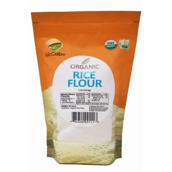 McCabe Organic Rice Flour - White Rice Flour, Rich with Fiber & Minerals, USDA and CCOF Certified - 1Lbs