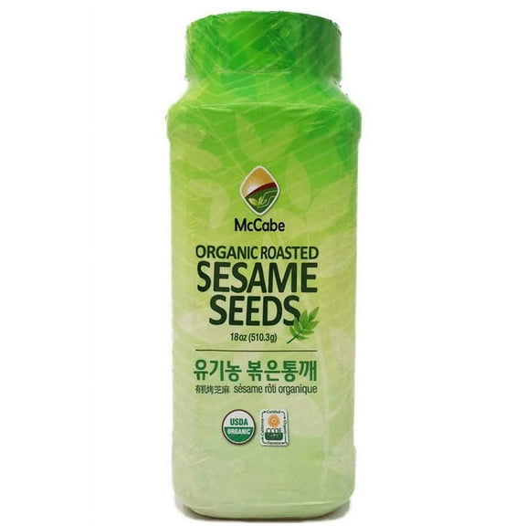 MCCABE ORGANIC ROASTED SESAME | ELEVATE YOUR DISHES WITH THE IRRESISTIBLE NUTTINESS OF PREMIUM ROASTED SESAME SEEDS | | NON-GMO PROJECT VERIFIED. | 18 OZ