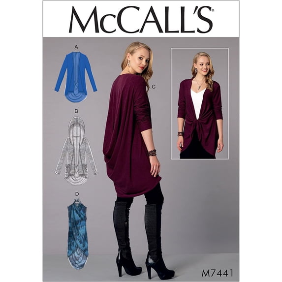 MCCALLS M7441 (16-26) Misses' Back-Drape Jackets and Vest Sewing Pattern