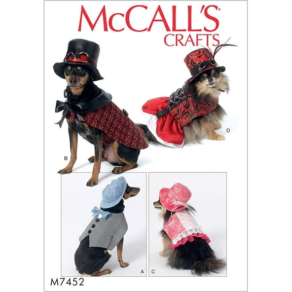 MCCALLS M7452 Steampunk Pet Costumes FOR DOGS with Hats SEWING PATTERN
