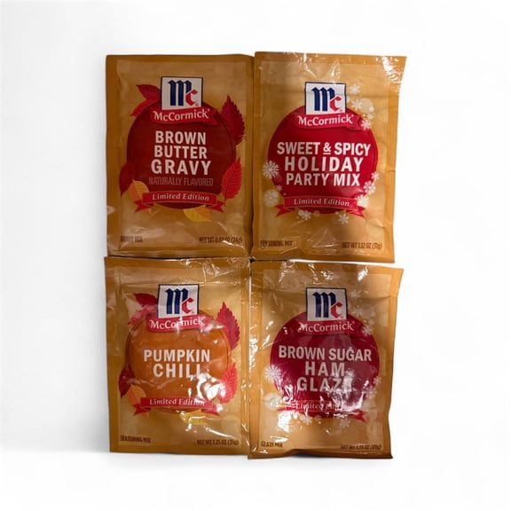 MCCORMICK HOLIDAY FAVORITE LIMITED EDITION SEASONINGS AND GRAVY , 4 PACKS