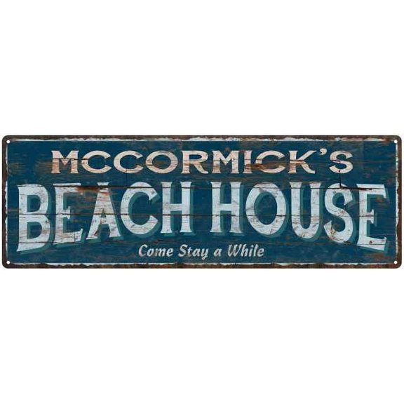 MCCORMICK'S Beach House Blue Rustic Cabin Home Decor 8x24 Metal 108240026475
