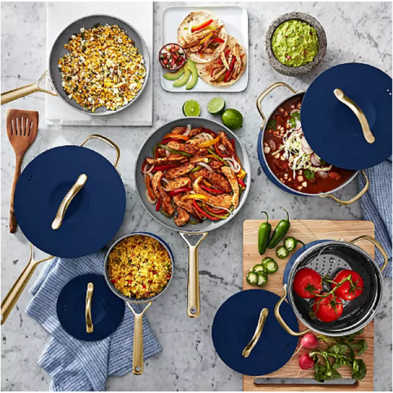  Member Mark 11 Piece Modern Ceramic Cookware Set With Smart  Kitchen Tools Set (Assorted Colors) (Gray): Home & Kitchen