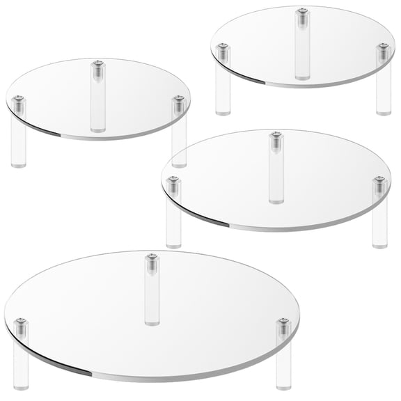 MCCVBFHH 4 Pcs Clear Round Acrylic Display Riser - Pedestal Stand for Cake Plant Dessert Jewelry Collectibles Cupcakes Figurines Home Wedding Birthday Party Decor Organizer A101