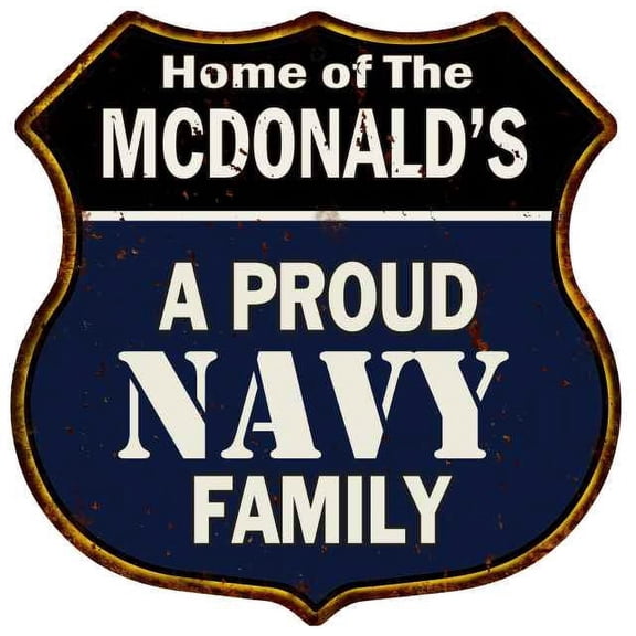 MCDONALD'S Proud Navy Family Sign Shield Metal 12x12 Gift 211110017127