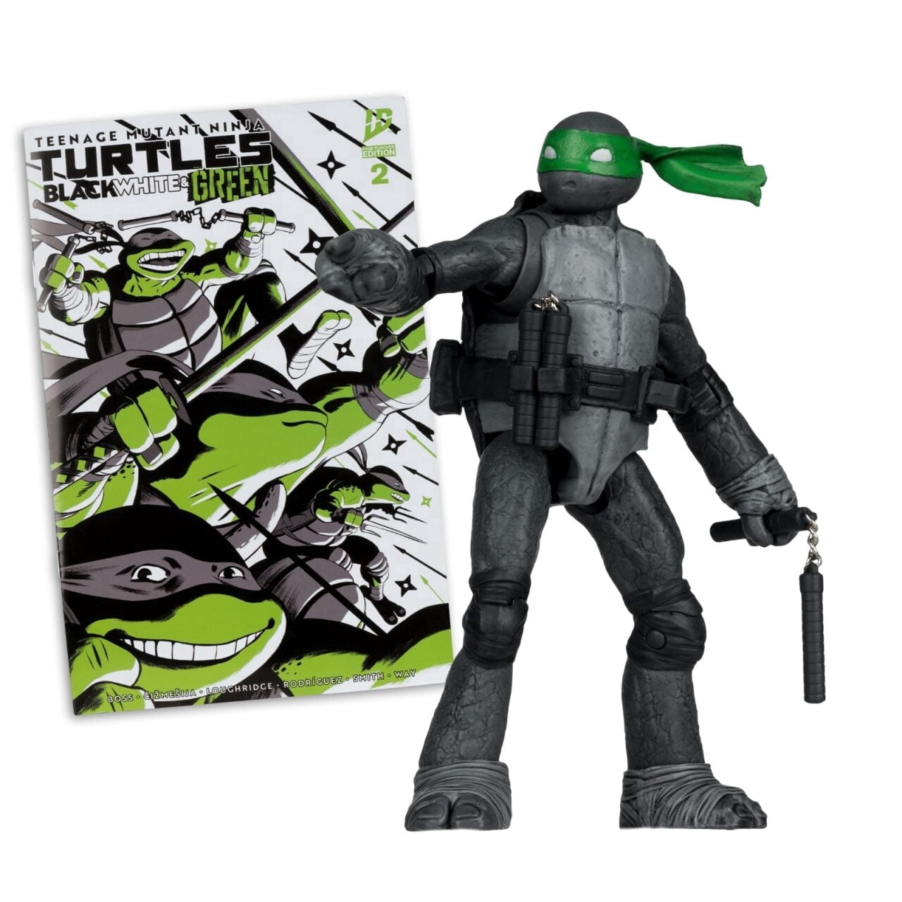 Teenage Mutant Ninja Turtles (Page Punchers) Michelangelo (Black, White & Green) 5" Action Figure w/Comic - McFarlane Toys