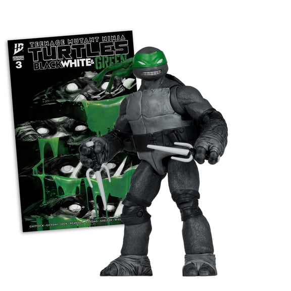 Teenage Mutant Ninja Turtles (Page Punchers) Raphael (Black, White & Green) 5" Action Figure w/Comic - McFarlane Toys