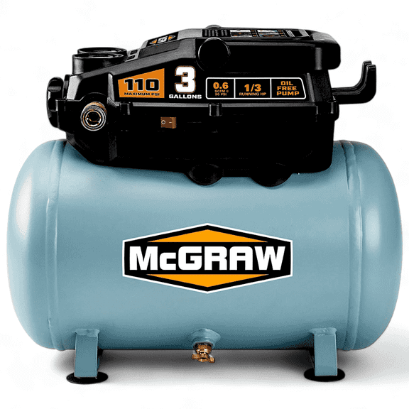MCGRAW 3 Gallon 110 PSI Oil-Free Light-Duty Air Compressor with - Perfect for Cleaning, Inflation