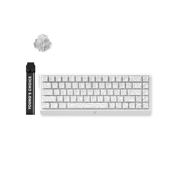 MCHOSE ACE 68 60% Mechanical Gaming Keyboard Wired Rapid Trigger Hall Effect Keyboard Magnetic Switch Hyper-Fast 8000Hz Adjustable Actuation, Hot Swap, RGB PC MAC Laptop (White Topographic/Ice Rhino)