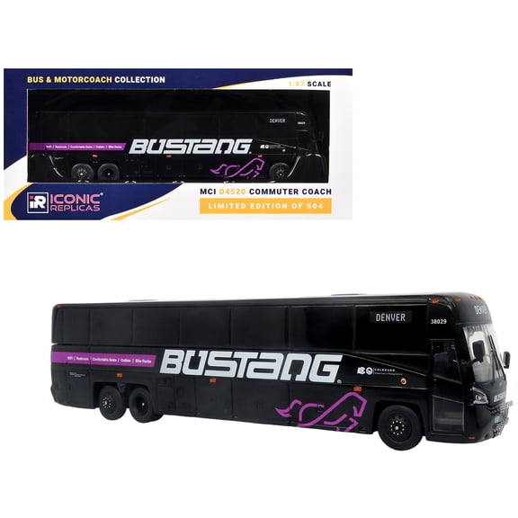 MCI D4520 Commuter Coach Bus "Bustang - Colorado Department of Transportation" Black "The & Motorcoach Collection" Limited Edition to 504 pieces Worldwide 1/87 (HO) Scale by Iconic