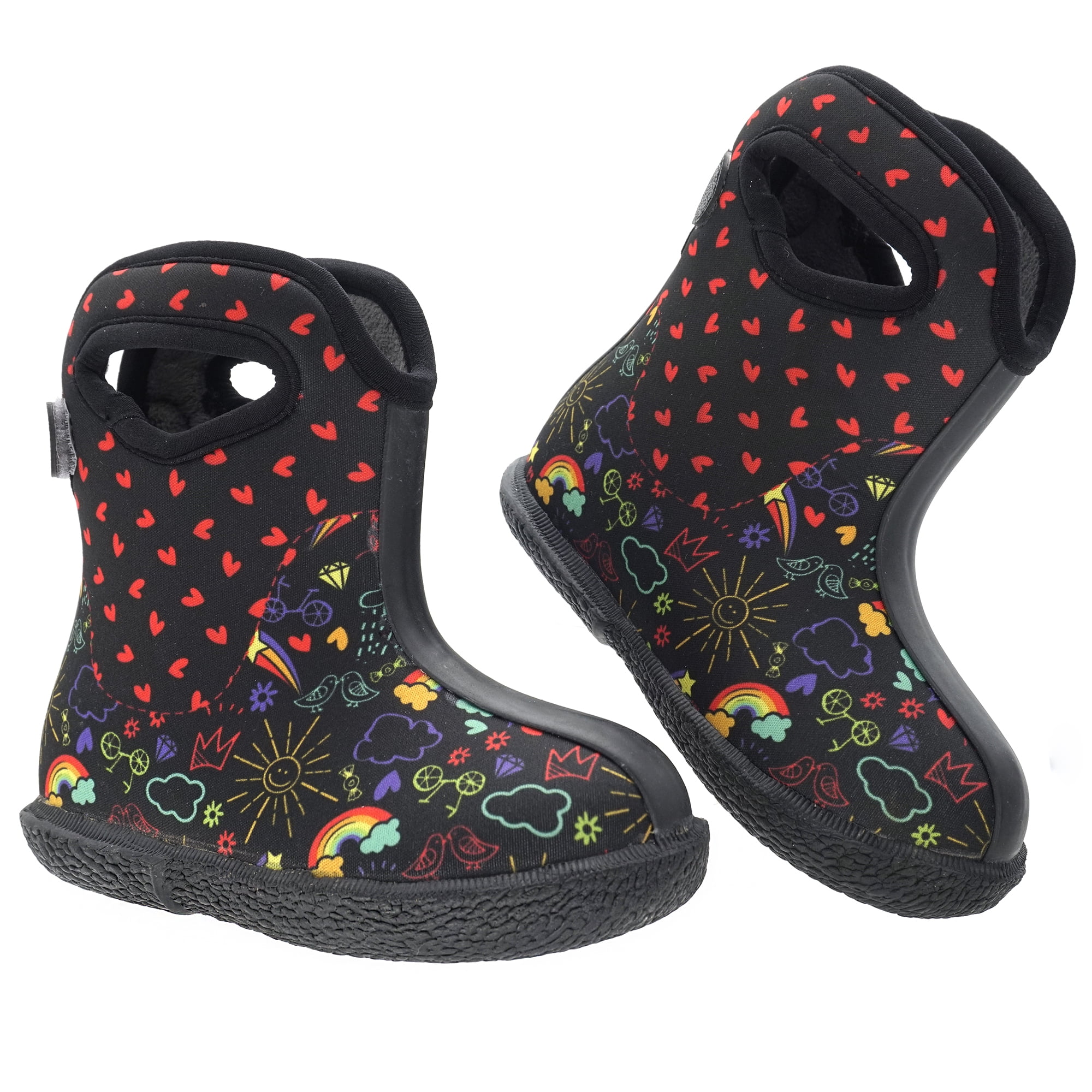 MCIKCC Kids Insulated Waterproof Snow Shoes, Rubber Rain/Mud 