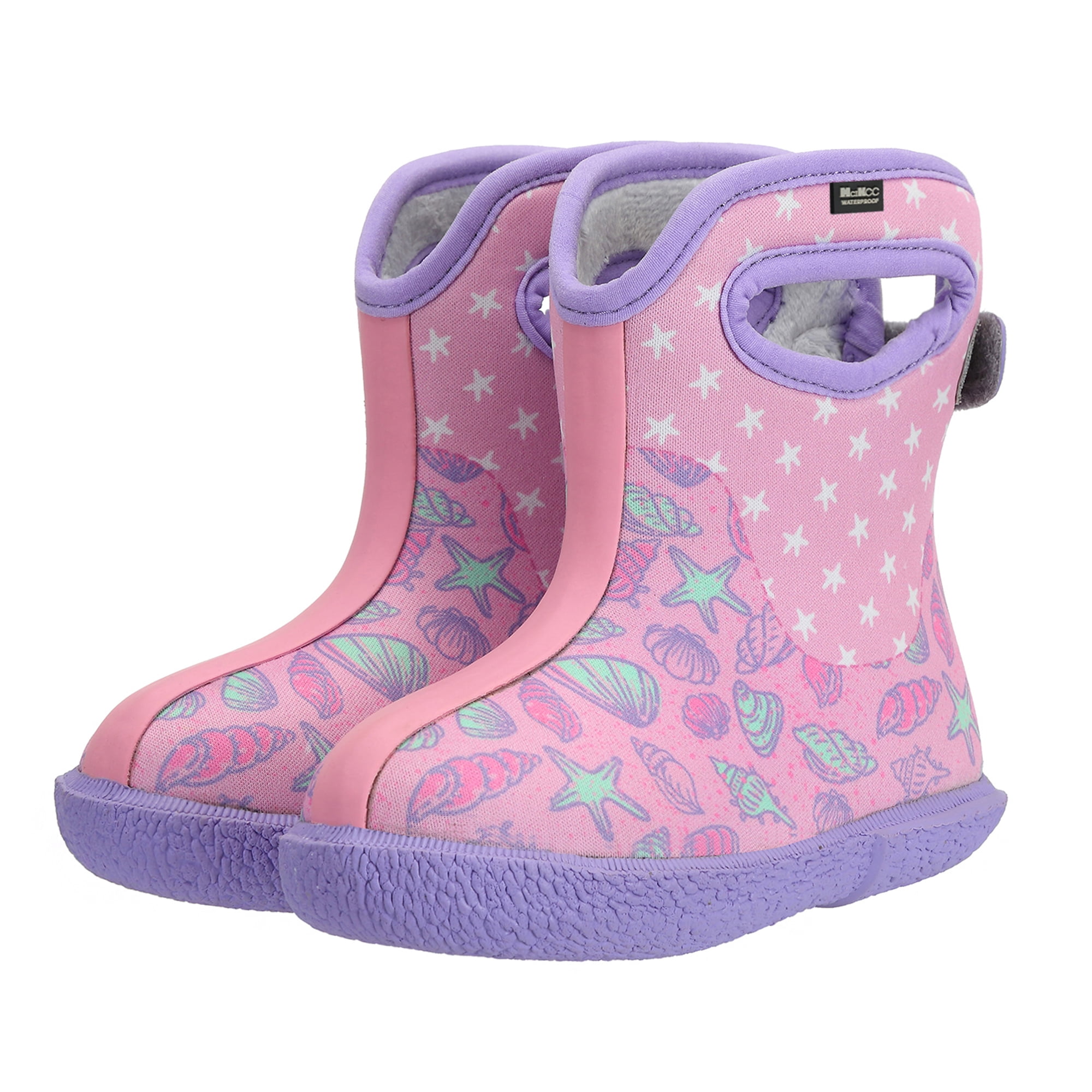 MCIKCC Baby Waterproof Rubber Rain/Snow Boots for Toddler Boys & Girls, Pink, 6