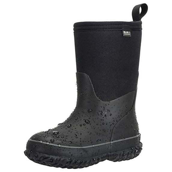 MCIKCC Kids Waterproof Rubber Rain/Snow Boots for Toddler Boys & Girls, Black, 6