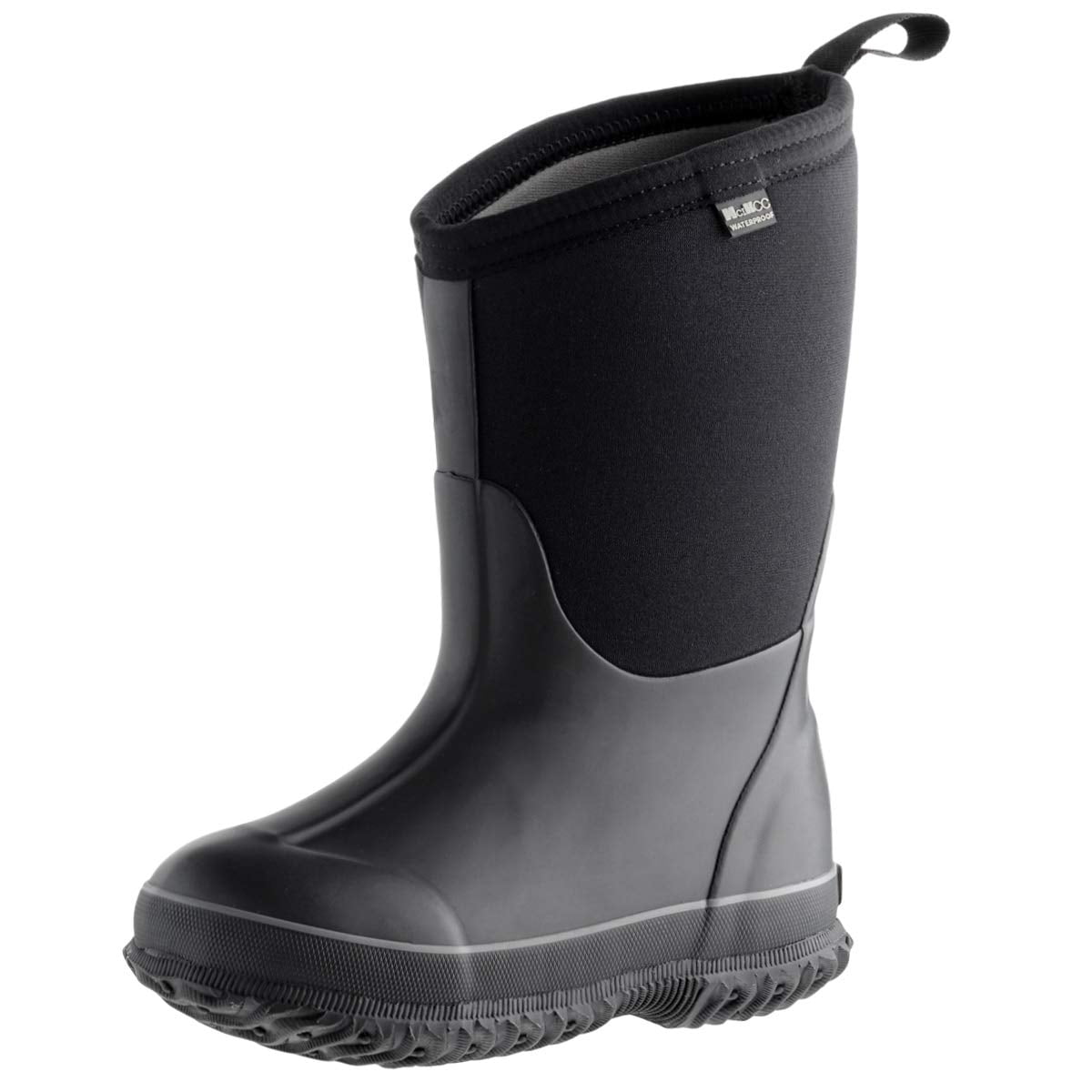 MCIKCC Toddlers Waterproof Rubber Rain/Snow Boots for Boys & Girls Black 2 Big Kid