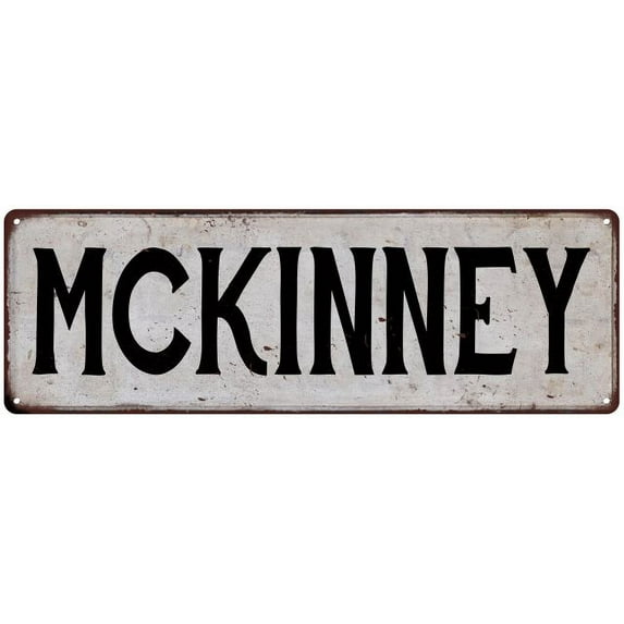 MCKINNEY Vintage Look Rustic Metal 8x24 Sign City State 108240041185