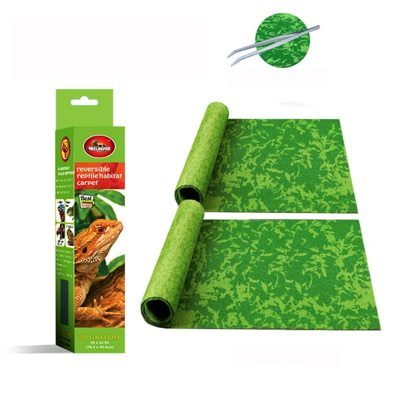 MCLANZOO 2 Pack Reptile Carpet 30*12 in Pet Terrarium Liner for Snakes Chameleons  Geckos with Tweezers Feeding Tongs