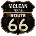 thumbnail image 1 of MCLEAN, TEXAS Route 66 Shield Metal Sign Man Cave Garage 211110014224, 1 of 1
