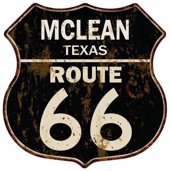 MCLEAN, TEXAS Route 66 Shield Metal Sign Man Cave Garage 211110014224