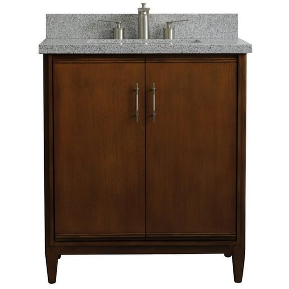MCM 31" Single Rectangle Sink Vanity with Gray Granite Stone in Walnut