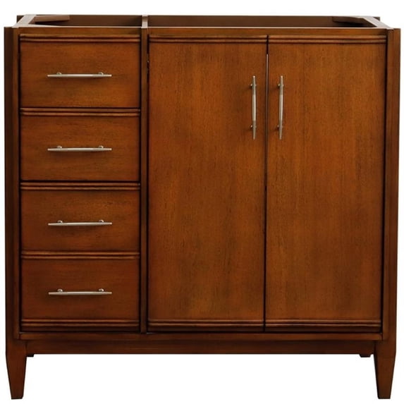 MCM 36" Single Sink Solid Wood Vanity with Right Door in Walnut