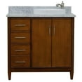 thumbnail image 1 of MCM 37" Single Solid Wood Vanity with Right Round Sink in Walnut/White, 1 of 12