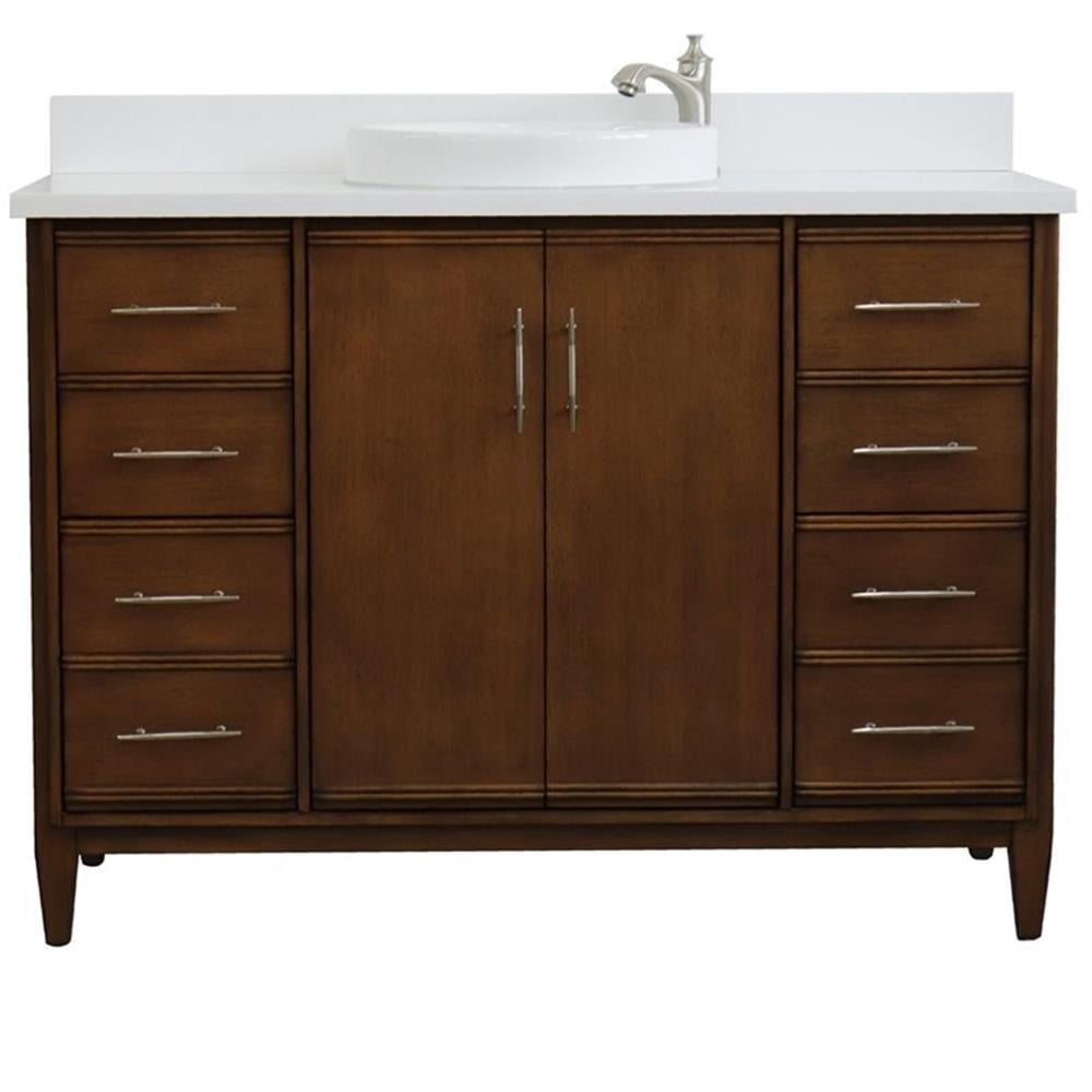 Walnut Rounded Vanity MCM 49